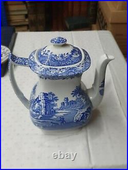 Spode England Italian Blue & White Large 9 High Coffee Pot (3)