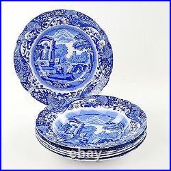 Spode Italian, 6 x Soup Plates, 10.25 inches, Blue Oval