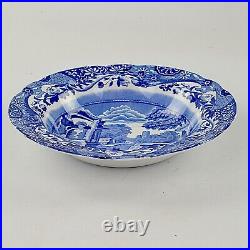 Spode Italian, 6 x Soup Plates, 10.25 inches, Blue Oval