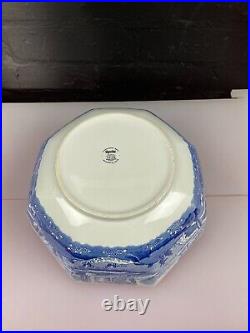 Spode Italian Blue and White Large Octagonal Serving Bowl 10.75 Wide x 4.8