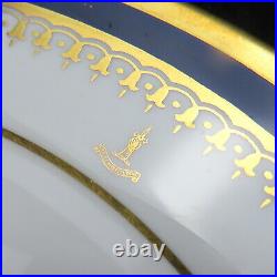 Spode Knightsbridge Cobalt Blue Pair Tea Plates Shaw Family Crest Coat of Arms