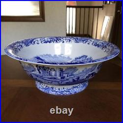 Spode Made In England Blue Italian Extra Large Compote Round Dish
