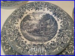 Staffordshire Engravings Dinnerware Set17th Century Blue White Full 20 Piece Set