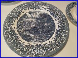 Staffordshire Engravings Dinnerware Set17th Century Blue White Full 20 Piece Set