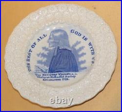 Staffordshire John Wesley Methodist Commemorative Blue & White Plate C1830s
