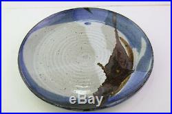 Studio Art 8 Dinner Plates Brown Pottery Specked Brown Blue White Glaze M Howard