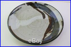 Studio Art 8 Dinner Plates Brown Pottery Specked Brown Blue White Glaze M Howard