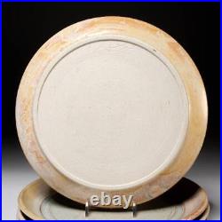 Studio Art Pottery Thrown Stoneware Ceramic White Blue Dinner Plates 10.25 5p