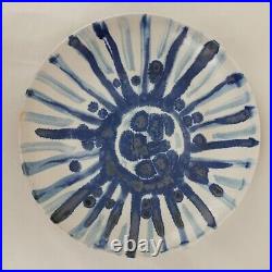 Studio Pottery Plates Bundle 3x Abstract White Blue Signed on Base