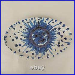 Studio Pottery Plates Bundle 3x Abstract White Blue Signed on Base