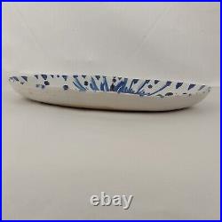 Studio Pottery Plates Bundle 3x Abstract White Blue Signed on Base