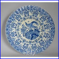 Stunning Antique Hand Painted Blue & White Delft Plate Charger by Ram, A Peeters