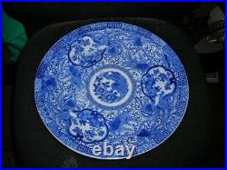 Superb Early Antique Phoenix Bird Design Blue White Chinese Charger 15