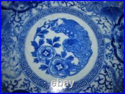 Superb Early Antique Phoenix Bird Design Blue White Chinese Charger 15