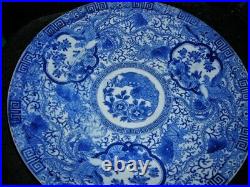 Superb Early Antique Phoenix Bird Design Blue White Chinese Charger 15