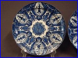 Superb Pair of Large Dutch Delft Antique blue white Plates Chargers 18th. C