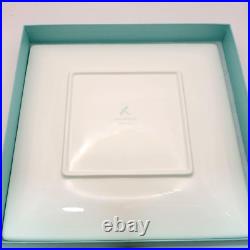 TIFFANY & Co Square Plate Ribbon Blue Box White With Tableware From Japan New
