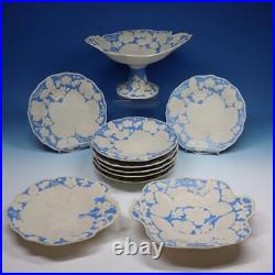 TJ & J Mayers Blue & White Parian Dessert Set Compote, 2 Footed Plates, Plates