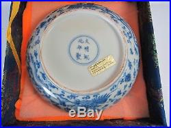 TOP! Chinese Blue White Phenix Porcelain Plate with Chenghua Mark in Box