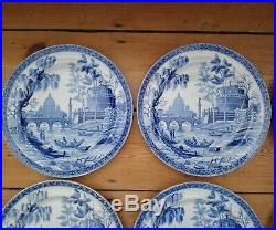 TWELVE antique Spode'Tiber' Pattern dinner plates c1820 pearlware blue white