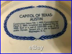 Texas Centennial 1936 Collector Plate Capitol Of Texas Austin Blue White Czech