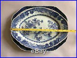Three large Chinese blue & white platter plates 18th/19th century Qing