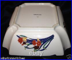 Tiffany & Co Freesia Tic51 Square Bowl 8 1/2 Floral Design Blue Trim