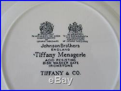 Tiffany & Co. MENAGERIE Blue & White 8 Plates Johnson Brothers England Set 4