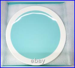 Tiffany & Co. White & Blue Color Block Dessert Plate 2pcs Bone China Brand New