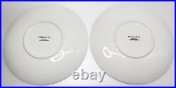 Tiffany & Co. White & Blue Color Block Dessert Plate 2pcs Bone China Brand New