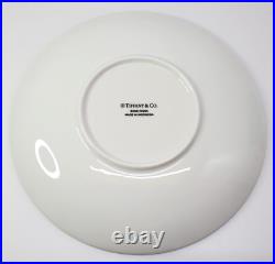 Tiffany & Co. White & Blue Color Block Dessert Plate 2pcs Bone China Brand New