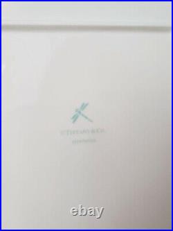 Tiffany Square Plate Blue White Tableware Ribbon Bone China Gift /Box Authetic