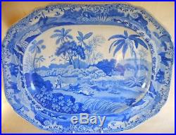 Transfer Printed Blue/white Meat Plate /ashet From Indian Sporting Series