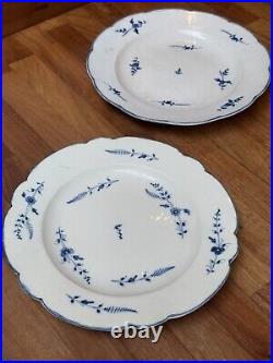 Two Antique 18th Century Chantilly porcelain Blue and White Plates