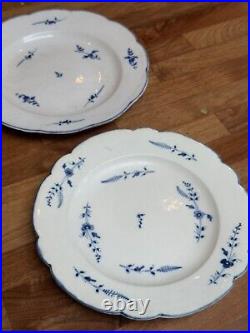 Two Antique 18th Century Chantilly porcelain Blue and White Plates