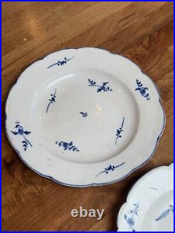 Two Antique 18th Century Chantilly porcelain Blue and White Plates