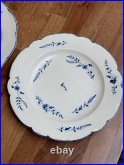 Two Antique 18th Century Chantilly porcelain Blue and White Plates