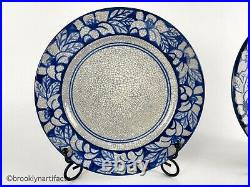 Two Antique Dedham Pottery Blue and White Azalea Pattern Dessert Plates (7.5)