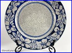 Two Antique Dedham Pottery Blue and White Azalea Pattern Dessert Plates (7.5)