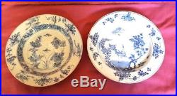 Two Chinese Late 18th Century Blue & White Stork and Insect Decorated Plates