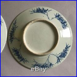 Two Chinese blue & white charger plates with landscape decoration 19thc A79 A80