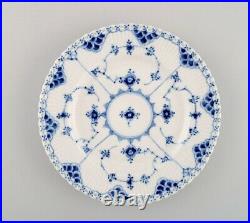 Two Royal Copenhagen blue fluted full lace plates in openwork porcelain