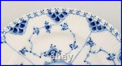 Two Royal Copenhagen blue fluted full lace plates in openwork porcelain