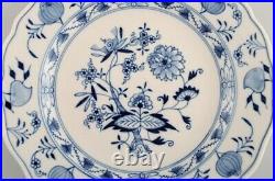 Two antique Meissen Blue Onion dinner plates in hand-painted porcelain