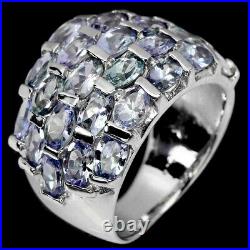 Unheated Oval Blue Tanzanite 14K White Gold Plate 925 Sterling Silver Ring 8