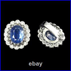 Unheated Oval Kyanite 9x7mm Cz White Gold Plate 925 Sterling Silver Earrings