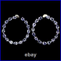 Unheated Pear Blue Tanzanite 4x3mm White Gold Plate 925 Sterling Silver Earrings