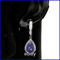 Unheated Pear Tanzanite 12x8mm Cz White Gold Plate 925 Sterling Silver Earrings