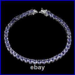 Unheated Round Blue Iolite 3mm 14K White Gold Plate 925 Sterling Silver Bracelet