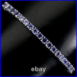 Unheated Round Blue Iolite 3mm 14K White Gold Plate 925 Sterling Silver Bracelet